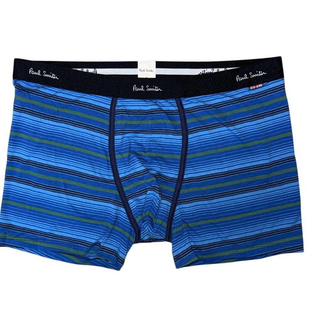 Paul Smith Mens Small Boxer Briefs Blue Black Striped‎ Signature Logo New